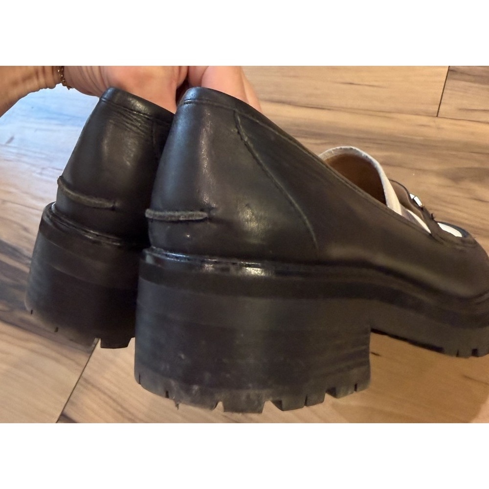 Sam Edelman Tully Bit Loafers Womens 9M Black White Leather Lug Sole Shoes - Picture 8 of 16